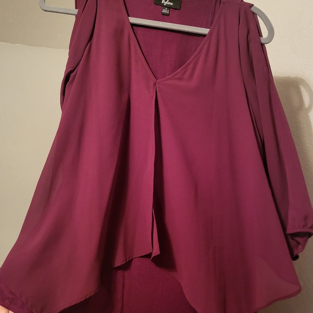 Maroon Byline Top